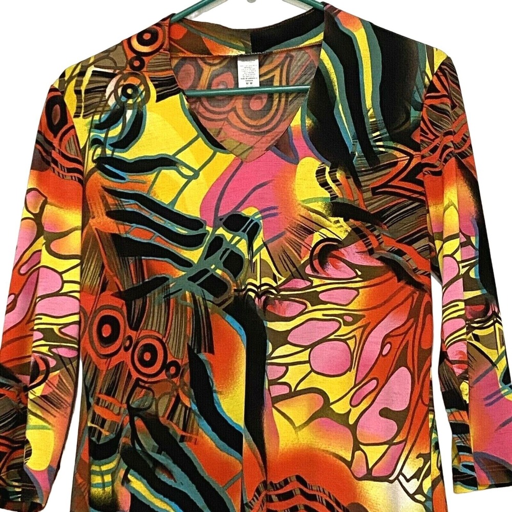 Y2K Soft Works Boho Pullover Top M Boho Hippie Retro Bold Colorful Whimsigoth